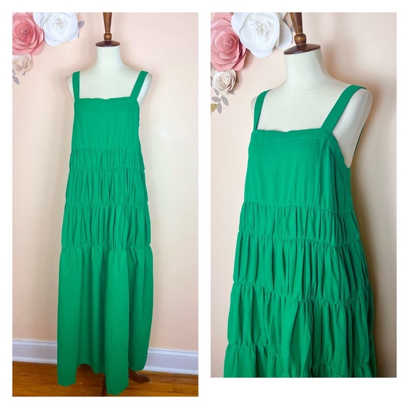 New! RUE STIIC Elsa Linen Blend Tiered Maxi Dress - Picture 8 of 12